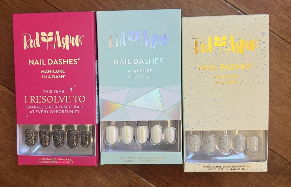 Red Aspen Press On Nails Dez, Short Square 3 Brand NEW Full Sets Fast shipping